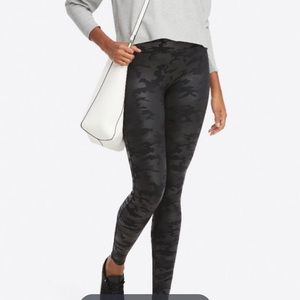 Black camo faux leather spanx